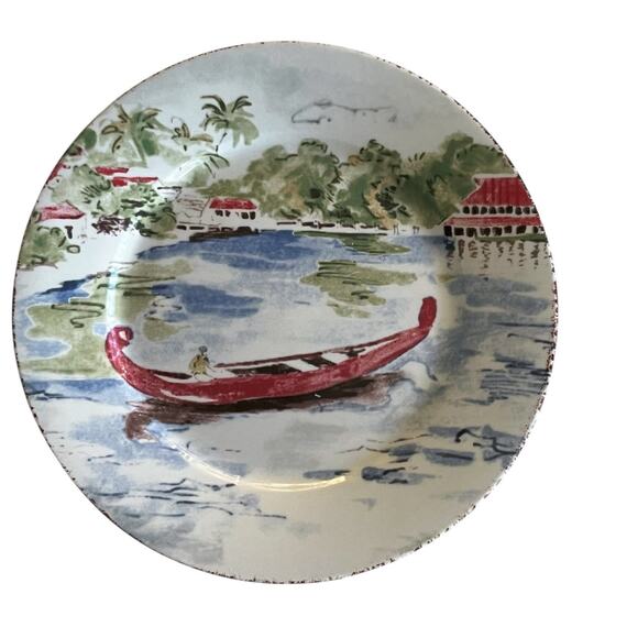 Vtg Exclusive Pier 1 Imports Destination Porcelain Salad Dessert Plates Set of 4 - Picture 4 of 8